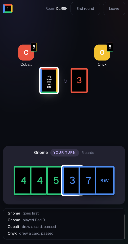 one card left gameplay